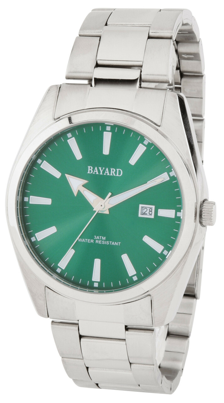 Montre Bayard en acier cadran vert pour homme avec date