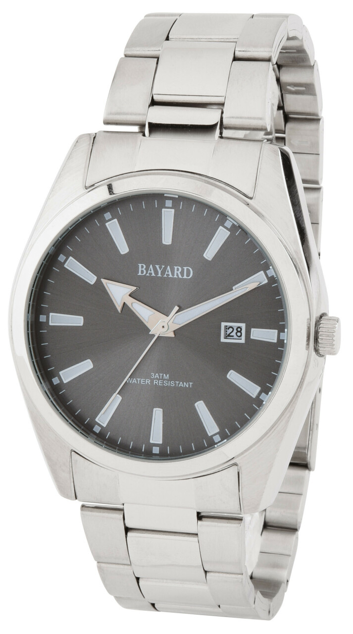 Montre Bayard en acier cadran gris pour homme avec date
