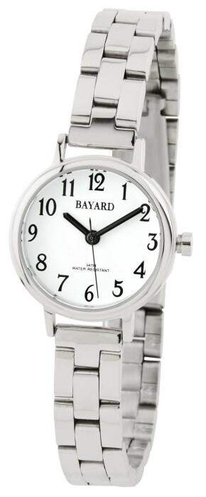 Montre &agrave; quartz en acier cadran blanc Bayard