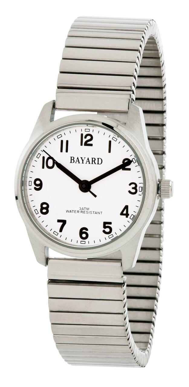 Montre pour dame en acier argent&eacute; lisible