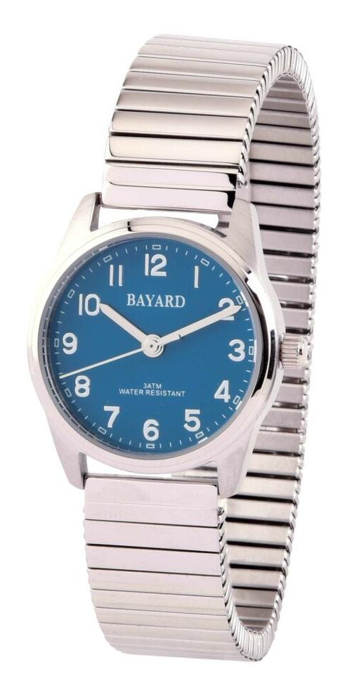 Montre pour femme en acier cadran bleu Bayard