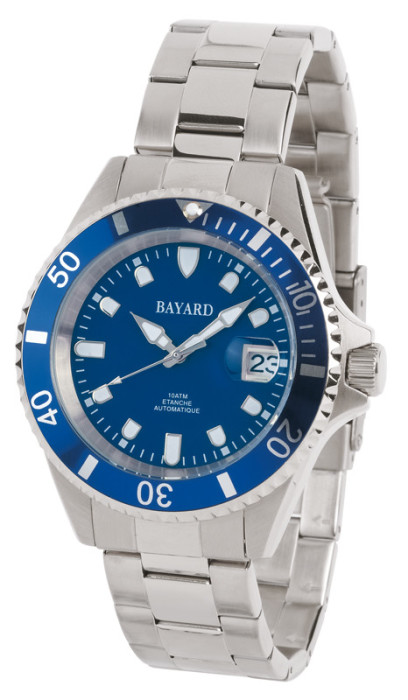 Montre mécanique Bayard bleue et argentée
