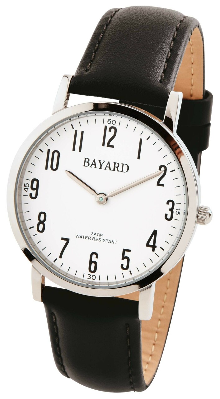 Montre Bayard pour homme cadran blanc bracelet noir