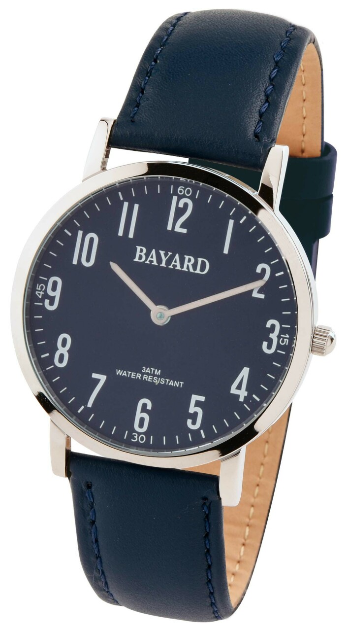 Montre bleue marine plate Bayard pour homme cadran bleu marine