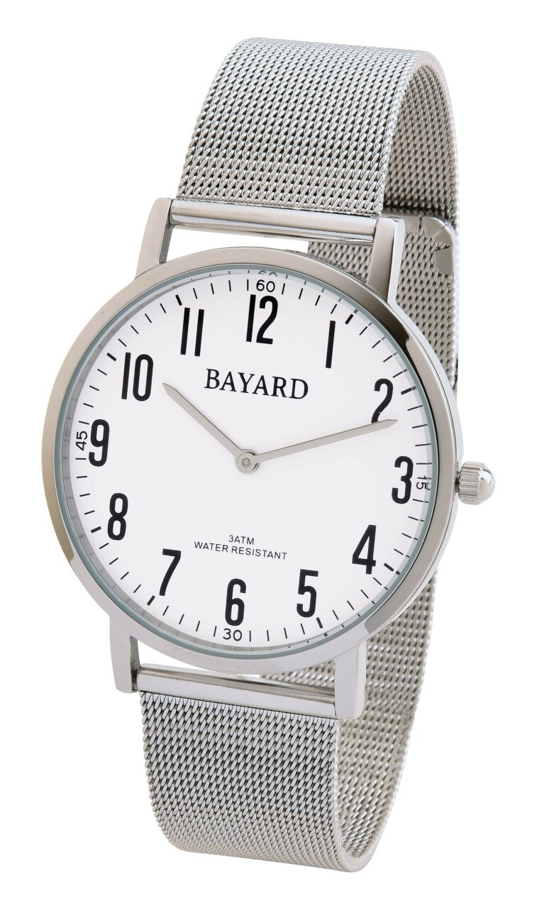 Montre plate en acier pour homme cadran blanc