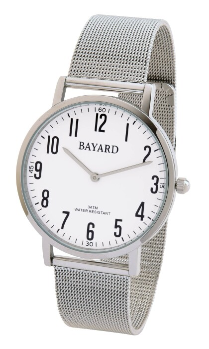 Montre plate en acier pour homme cadran blanc