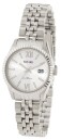 Montre pour dame en acier argent&eacute; avec date boucle d&eacute;ployante cadran argent&eacute;
