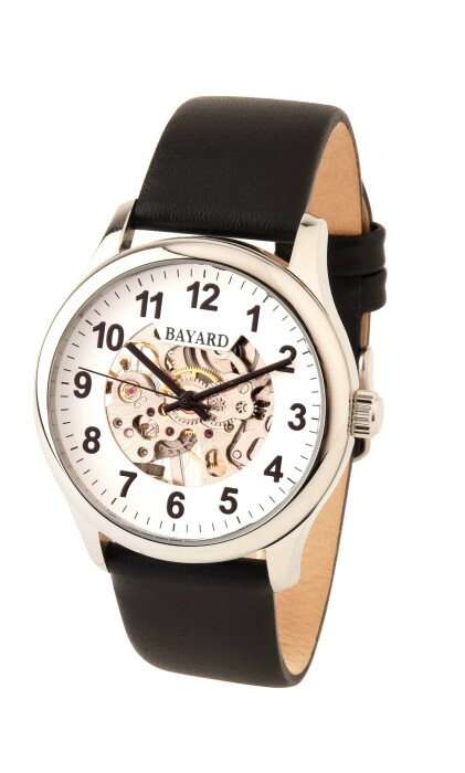 Montre mécanique cadran ajouré Bayard homme bracelet noir