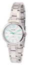 Montre argent&eacute;e chiffres verts turquoise pour femme