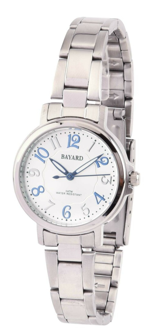 Montre argent&eacute;e chiffres bleus pour femme