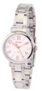 Montre argent&eacute;e chiffres roses pour femme