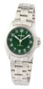 Montre ronde en acier pour femme cadran vert