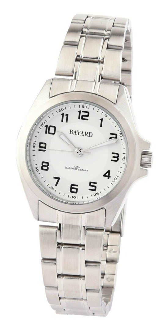 Montre ronde en acier pour femme cadran blanc