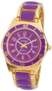 Montre ronde violette boitier dor&eacute; en m&eacute;tal Bayard