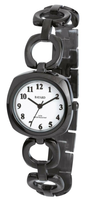 Montre Bayard noire en métal ajouré pour femme