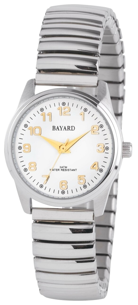 Montre &agrave; quartz argent&eacute;e pour femme cadran blanc Bayard