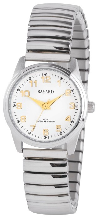 Montre à quartz argentée pour femme cadran blanc Bayard