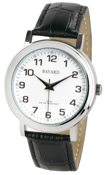 Montre en acier argenté Bayard bracelet cuir