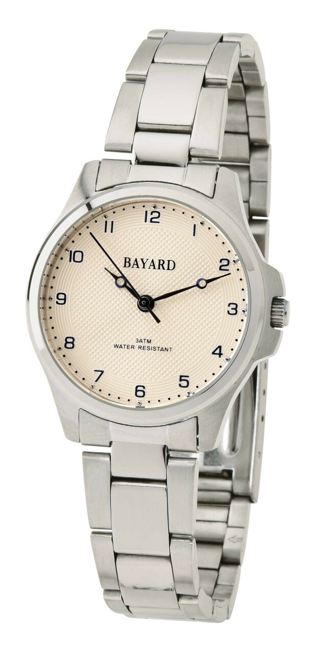 Montre &agrave; quartz ronde pour femme cadran beige