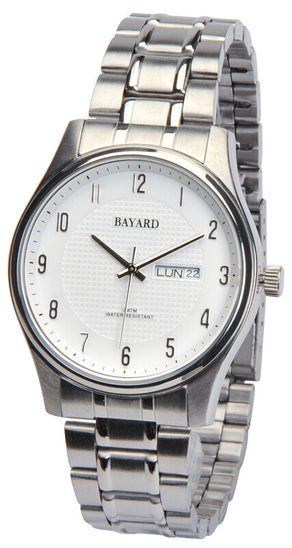 Montre argent&eacute;e pour homme cadran blanc avec date