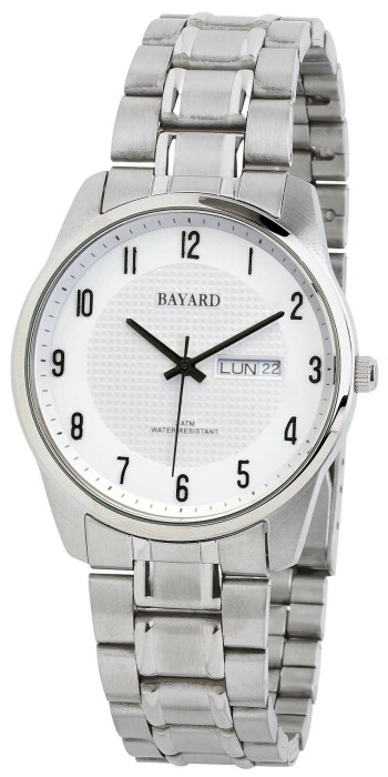 Montre argent&eacute;e pour homme cadran blanc avec date