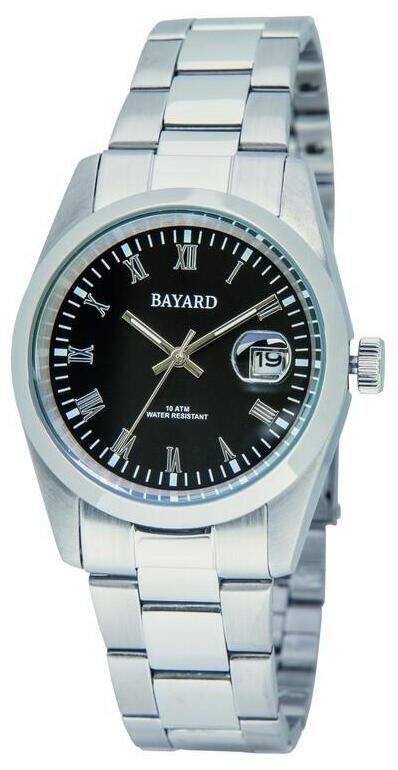 Montre pour femme noire en acier avec date Bayard