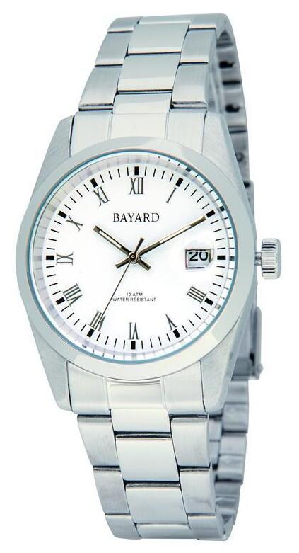 Montre pour femme blanche en acier avec date Bayard