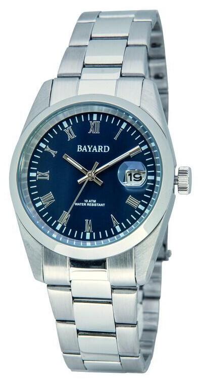 Montre pour femme bleue en acier avec date Bayard