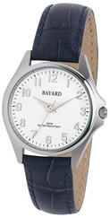 Montre à quartz ronde argentée pour dame bracelet bleu marine