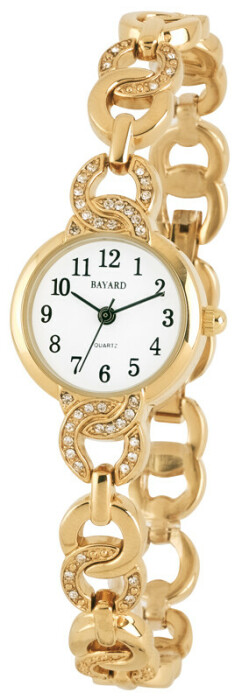Montre à quartz en métal dorée et strass Bayard