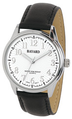 Montre à quartz ronde pour homme cadran blanc bracelet noir affichage des minutes