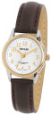 Montre ronde pour homme cadran blanc effet guilloch&eacute; bracelet marron Bayard