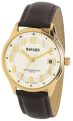 Montre à quartz ronde pour homme boitier doré