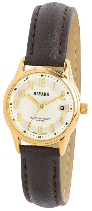 Montre à quartz ronde pour femme boitier doré