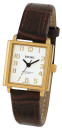 Montre &agrave; quartz carr&eacute;e pour femme cadran blanc boitier dor&eacute; chiffres dor&eacute;s