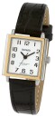 Montre &agrave; quartz carr&eacute;e pour femme cadran blanc boitier bicolore bracelet noir