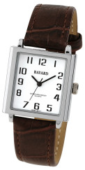 Montre carrée pour homme boitier argenté bracelet marron