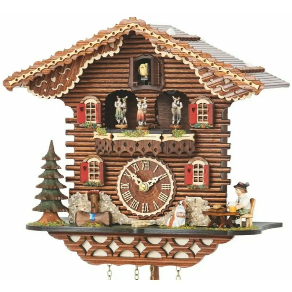 Horloge coucou &agrave; 12 m&eacute;lodies &agrave; pile 30cm Trenkle zoom