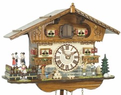 Horloge coucou à piles scène de danse avec musiciens_zoom