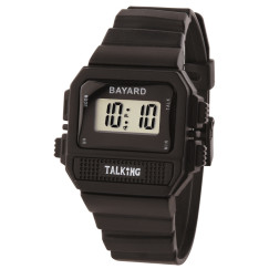 Montre parlante noire fonction réveil