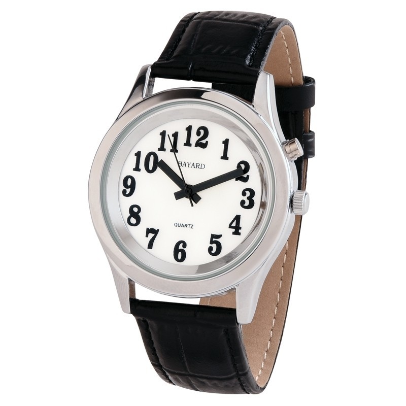 Montre &agrave; quartz lumineuse pour homme boitier argent&eacute; Bayard