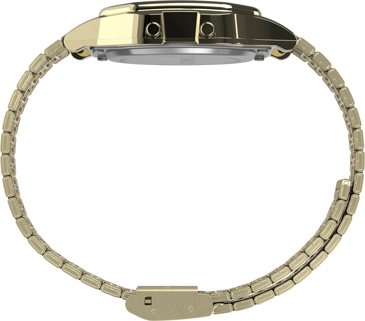 Montre TIMEX Collection T80 bracelet acier dor&eacute; &eacute;cran marron_profil