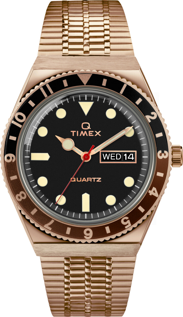 Montre de plong&eacute;e TIMEX Q - Diver couleur dor&eacute;e-rose