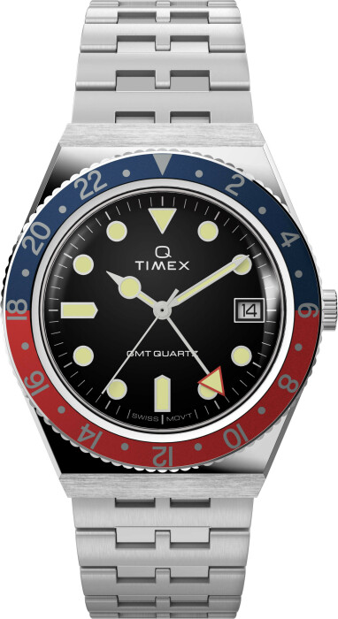 Montre TIMEX bleu et rouge en acier inoxydable 38 mm