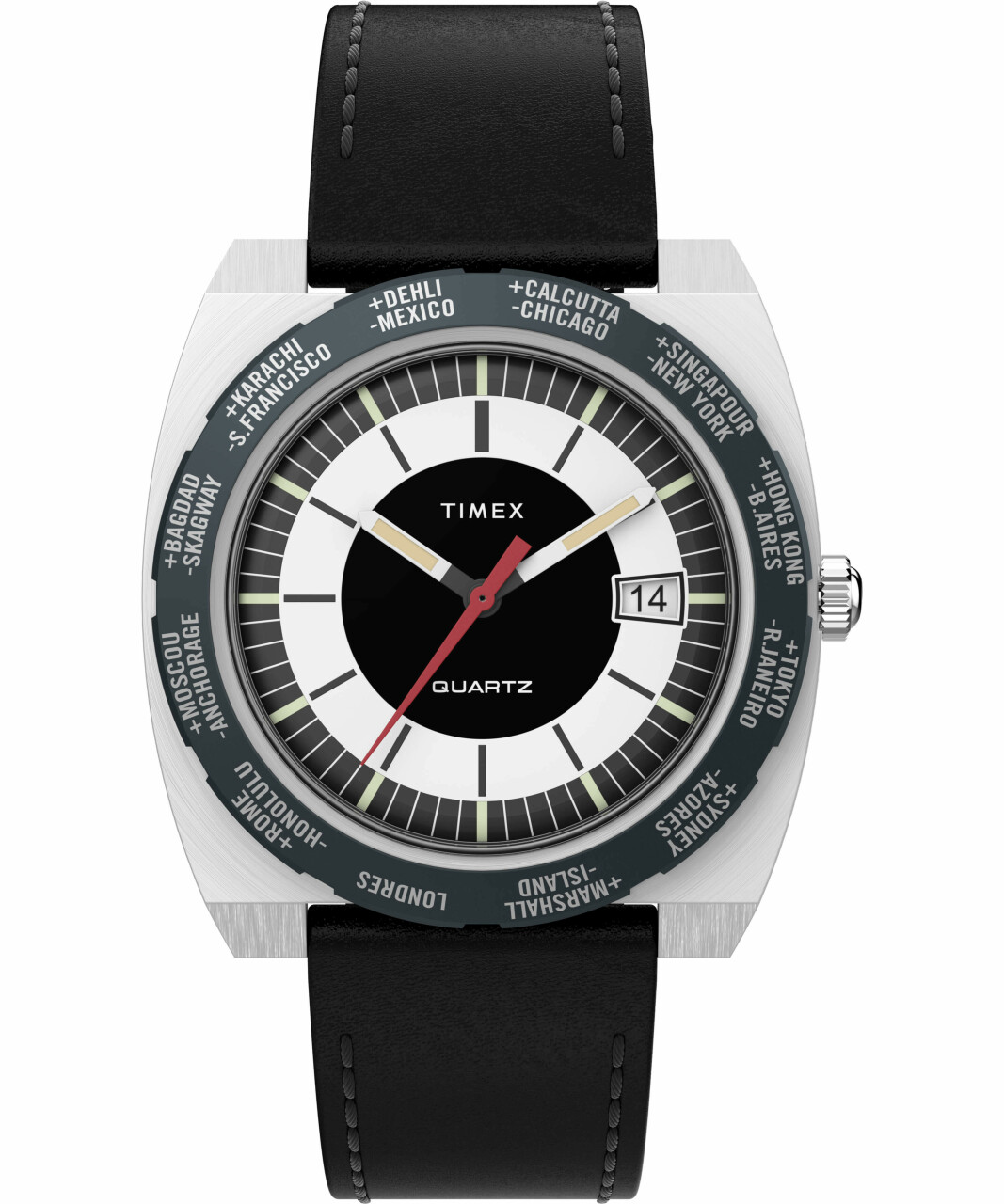 Montre TIMEX World Time Reissue 39 mm en bracelet cuir