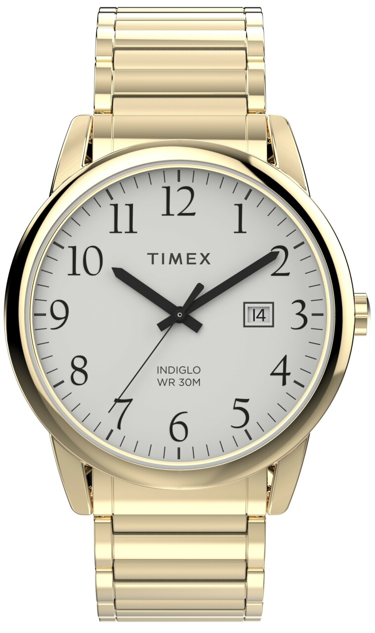 Montre homme TIMEX bracelet acier dor&eacute; boitier acier Easy reader 40 mm
