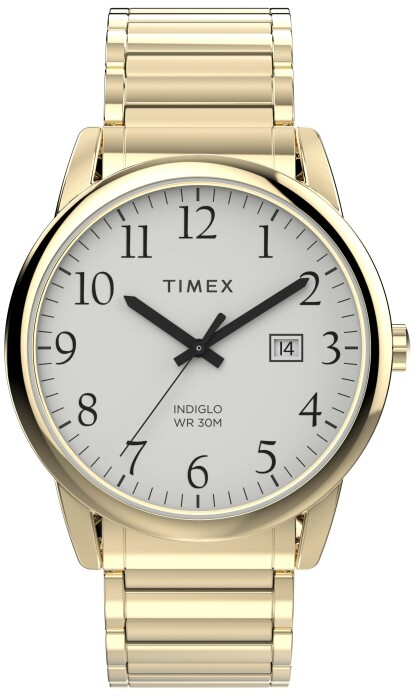 Montre homme TIMEX bracelet acier doré boitier acier Easy reader 40 mm