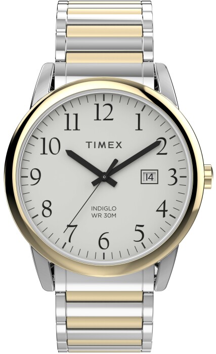 Montre homme TIMEX bracelet acier argenté doré boitier acier Easy reader 40 mm