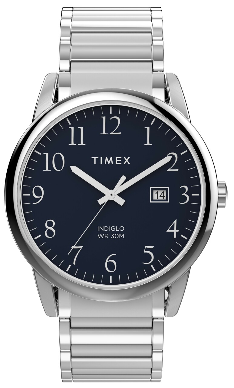Montre homme TIMEX bracelet acier argent&eacute; boitier acier Easy reader 40 mm