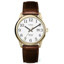 Montre TIMEX en cuir marron boitier acier Easy reader 35 mm